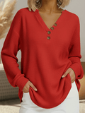 Women'S Casual Loose Waffle Top 