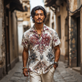 Men's Floral Linen Casual Short Sleeve Shirt elevenforest