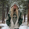Women's Vintage Tree Of Life Celtic Contrast Color Design Plush Warm Hoodie