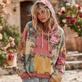 Vintage Rose Floral Patch Comfortable Warm Hoodie elevenforest