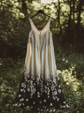 Floral Embroidered Pattern Linen Contrast Color Sling Dress elevenforest