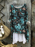 Comstylish Floral Vineman Print Linen Flowy Tunic