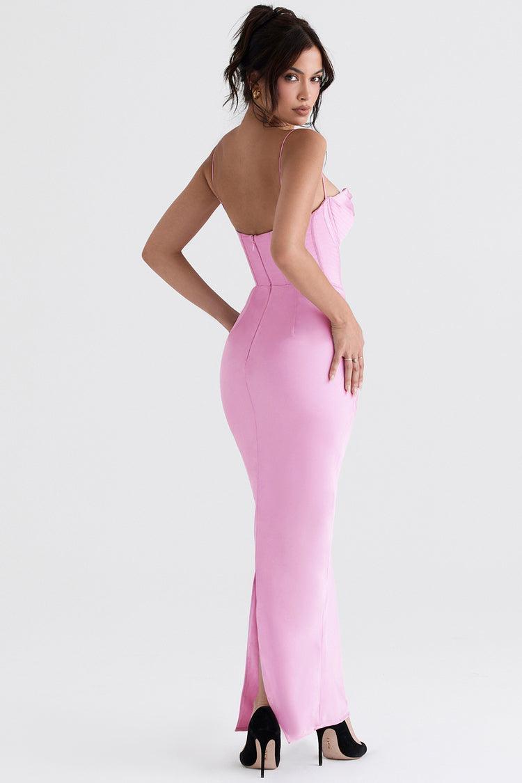 Satin Sleeveless Corset Midi Dress