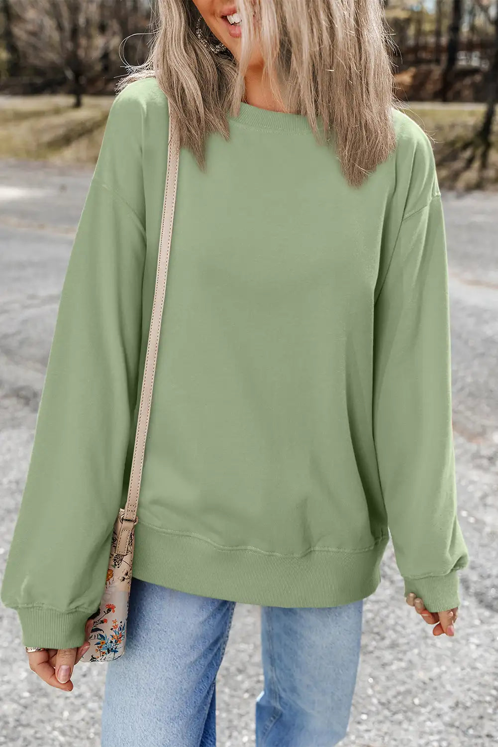 Smoke Green Drop Shoulder Sweatshirt