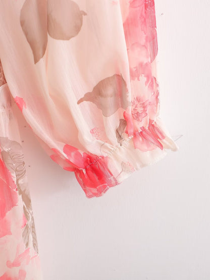 Autumn Print Ruffle Sleeve Mini Dress – Girly Fairy Gas Dress