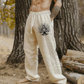 Vintage Viking Tree Of Life Art Linen Loose Wide-leg Pants elevenforest