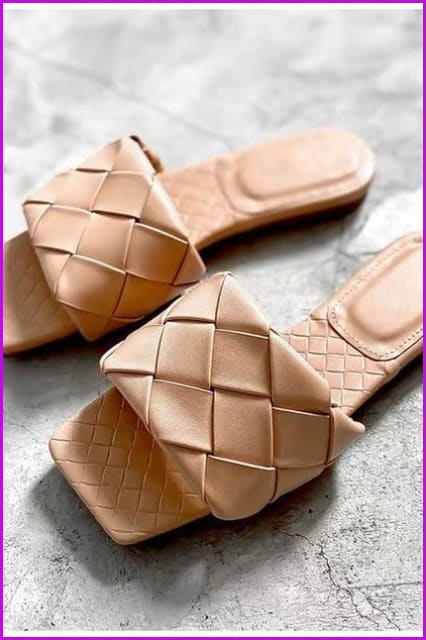 Weave Leather Slippers F1147