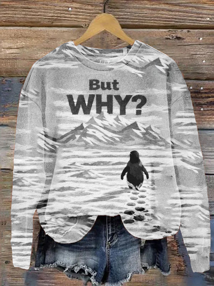 Comstylish Lonely Penguin Nihilism Penguin Vintage Long Sleeve Sweatshirt