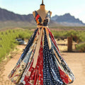 Women's Floral Art Patchwork Sleeveless Maxi Dress elevenforest