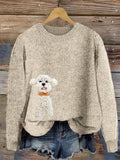 Comstylish Fuzzy Poodle Dog 3d Embroidered Cozy Sweater