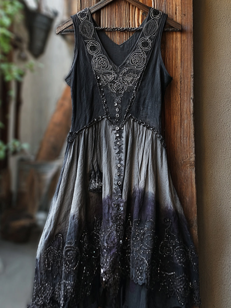 Women's Halloween Plant Flower Tie Dye Sleeveless Dress elevenforest