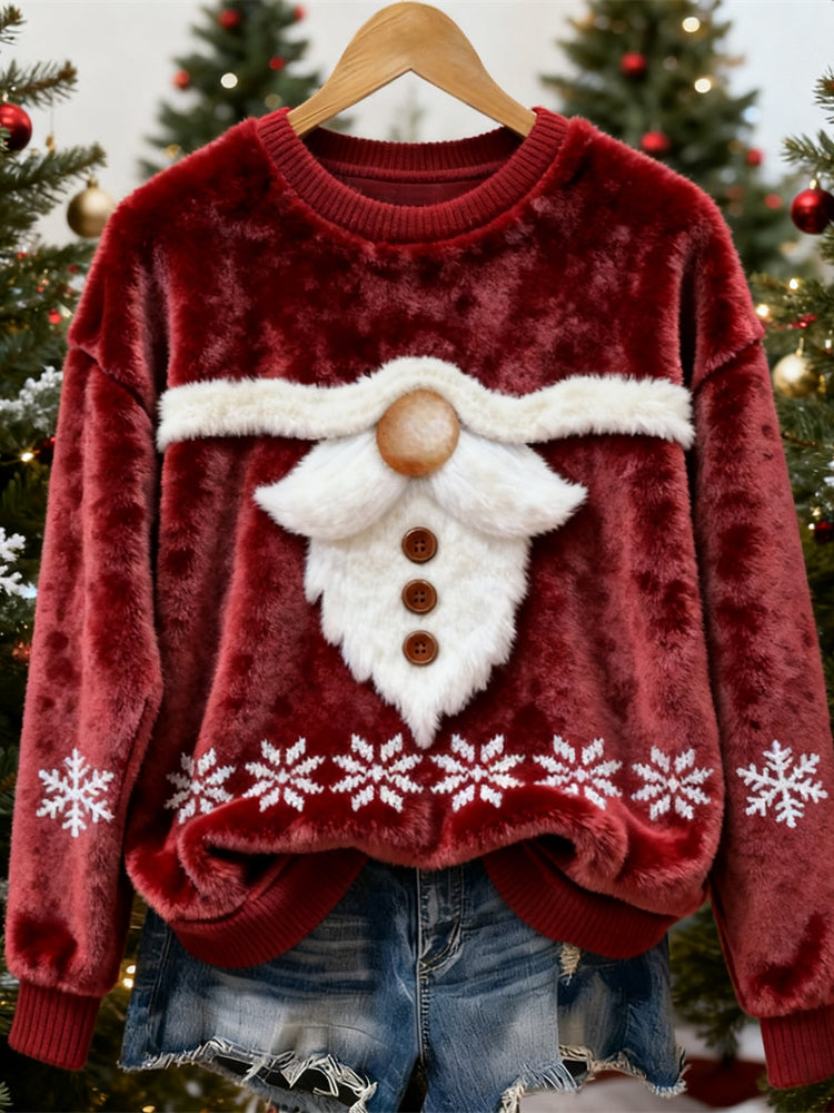 Comstylish Santa Claus Art Design Women's Soft Flannel Sweater