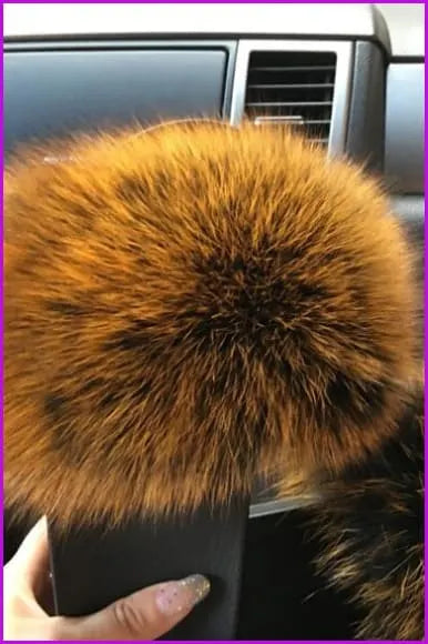 Black Mixed Golden Fox Full-pelt Fur Sliders Df020
