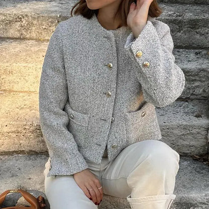 Taruxy Jacket for Winterwear Temperament Long Sleeve Cropped Cardigan Femme Winter Street Coat