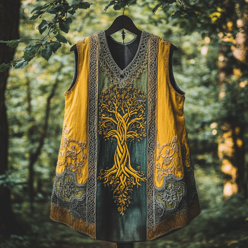 Boho Viking Tribal Celtic Knot Life Of Tree Patchwork Art Sleeveless Tank Top elevenforest