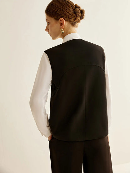 Piped Button Slit Vest