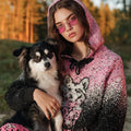 Comstylish Women's Vintage Dog Embroidered Hooded Sweater