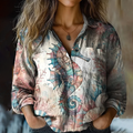 Vintage Seahorse Art Linen Print  Long Sleeve Shirt elevenforest