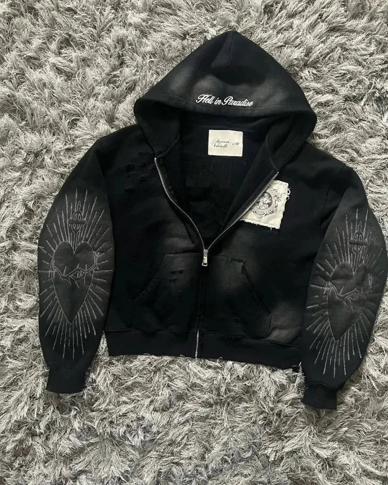 Dark Zipper Joined Hoodie