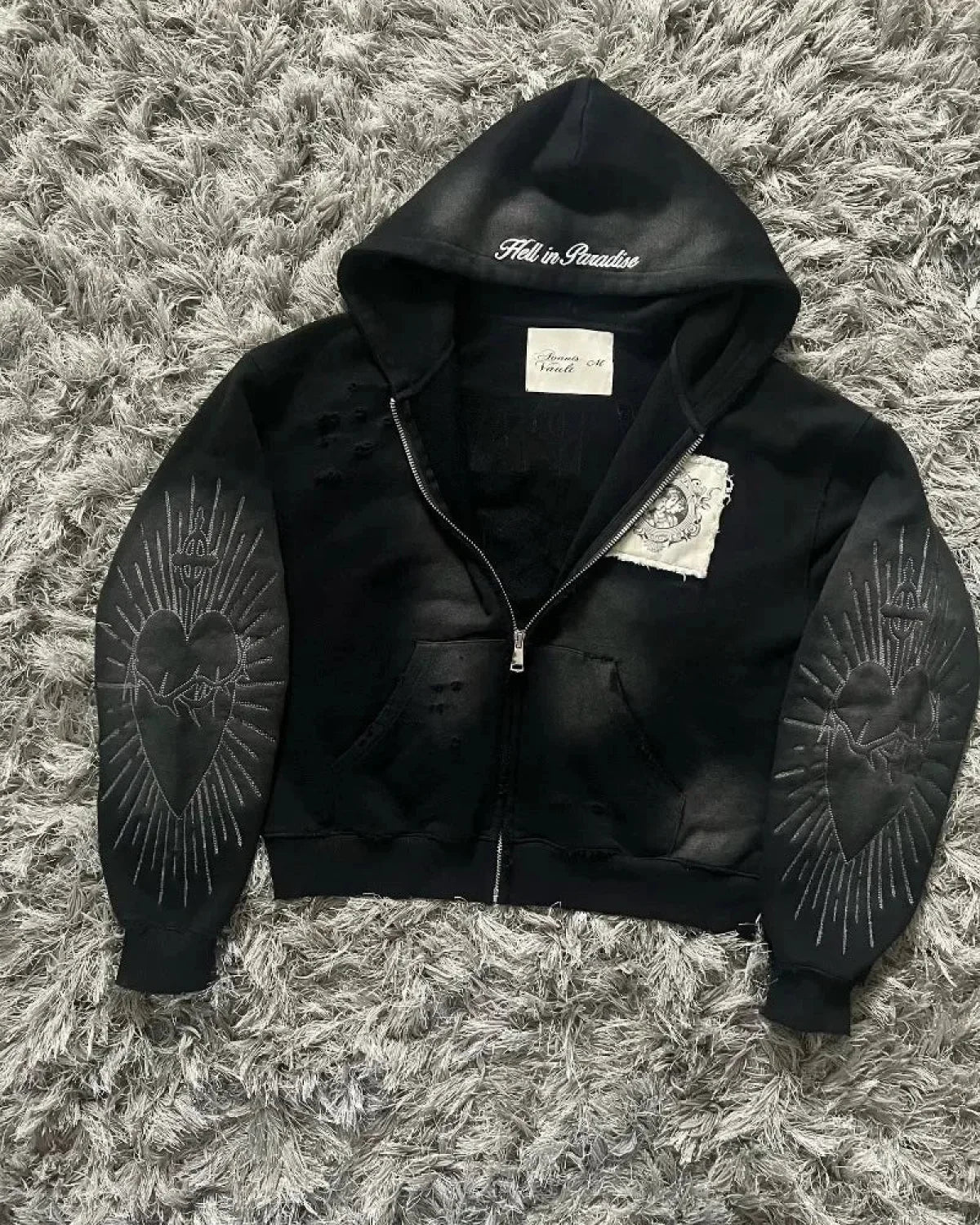 Dark Zipper Joined Hoodie