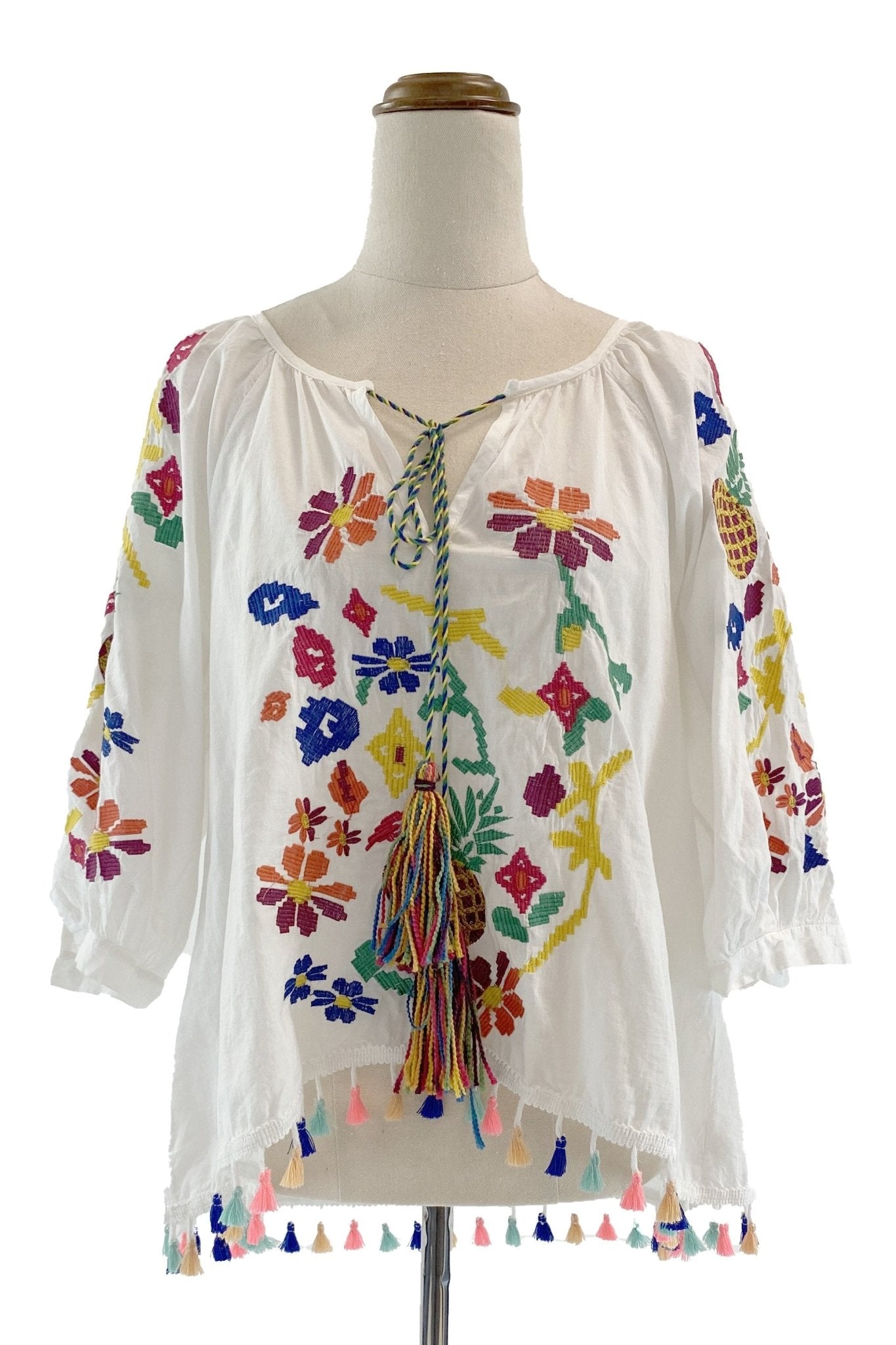 Kyndall Embroidered Tassel Blouse