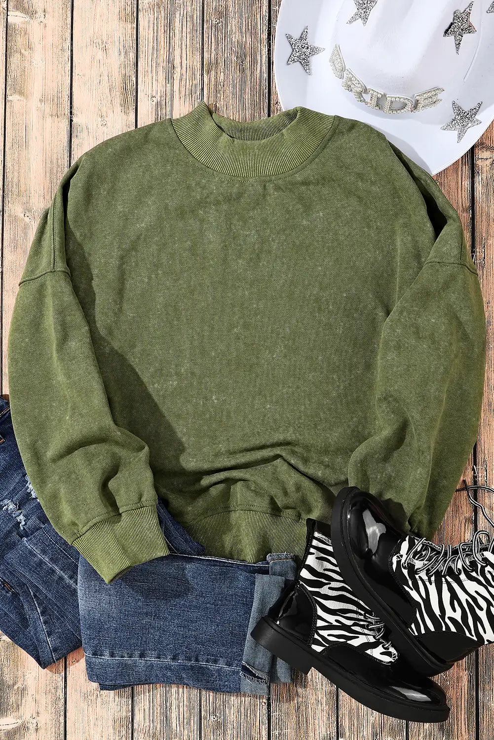 Green Drop Shoulder Sweatshirt