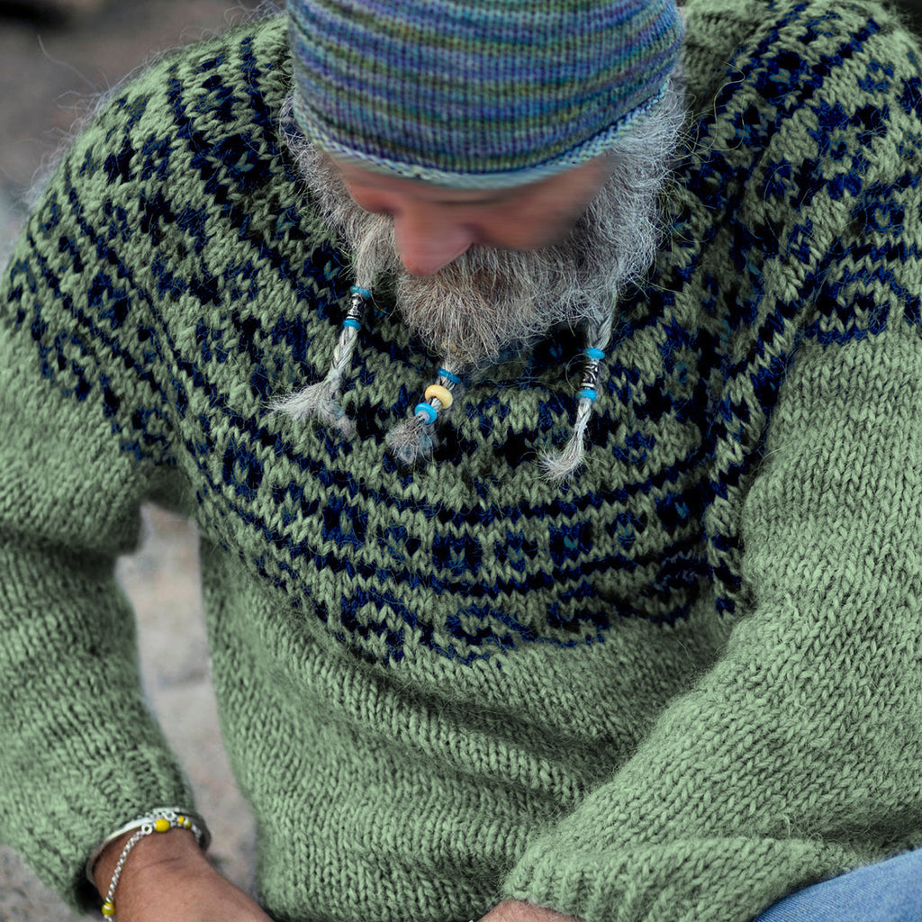 Vintage Beautiful Norwegian Knit Jacquard Crew Neck Sweater（Unisex） elevenforest