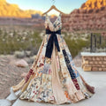 Women's Vintage Floral Patchwork Art Comfy Linen Dress elevenforest
