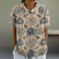 Vintage Japanese Art Print Lapel Blouse elevenforest