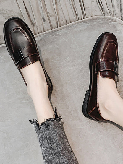 Shallow Cut Square-toe Loafers