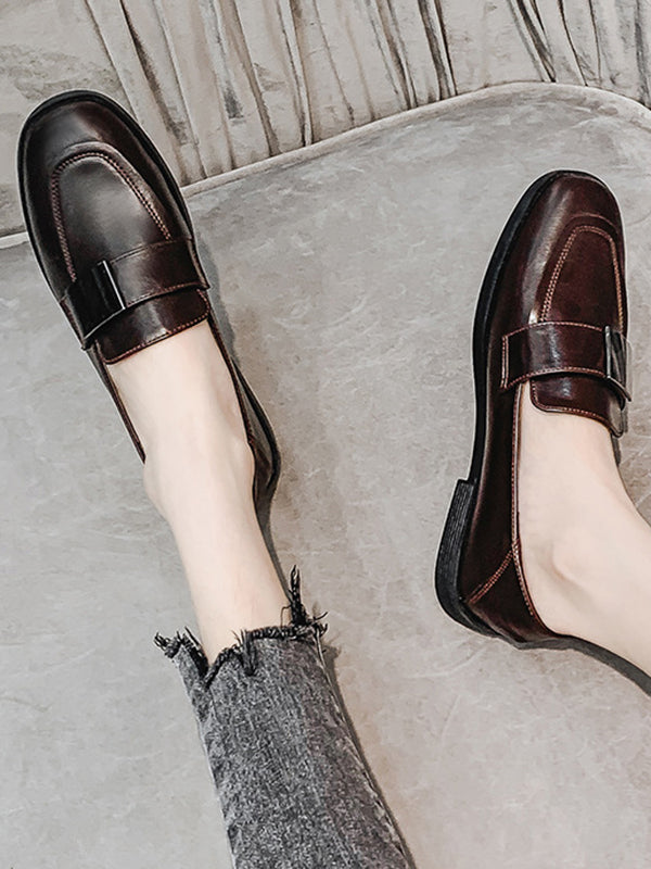 Shallow Cut Square-toe Loafers