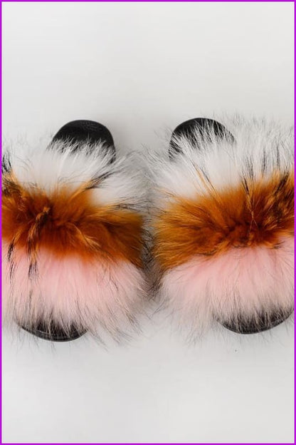 {5-7 Days Wait for Make} New Color Raccoon Fur Slides F580