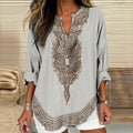 Women's Vintage Viking Wolf Art Print Linen Shirt elevenforest