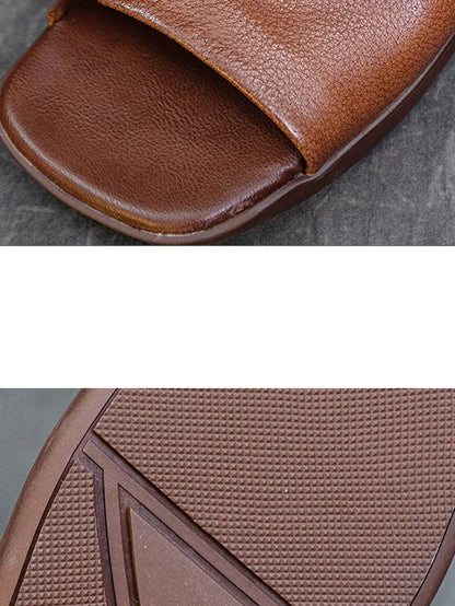 Summer Leather Flat Slippers Fd052