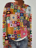 Colorful Geometric Crochet Art Cozy Sweater elevenforest