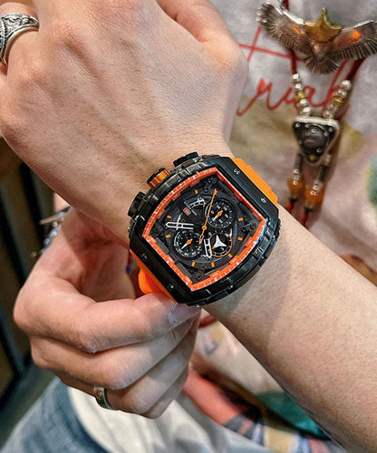 New Black Silicone Rubber Alloy Reinforced Glass Watches