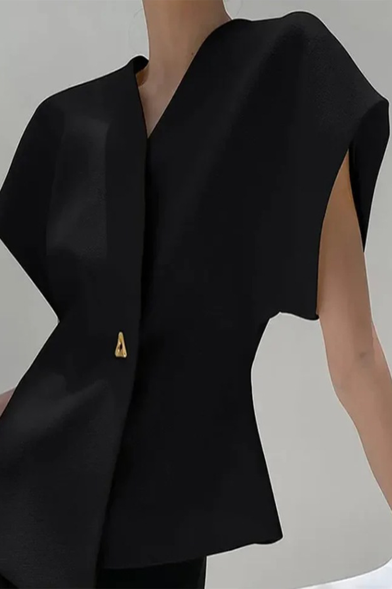 Color Metal Accessories Trim V Neck Waistcoats