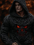 Men's Halloween Skull Celtic Chunky Cozy Knit Hooded Sweater elevenforest