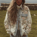 Women's Vintage Floral Embroidery Long-sleeved Denim Jacket elevenforest