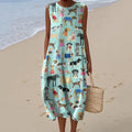 Women's Retro Cute Dogs Art Print Tank Dress elevenforest