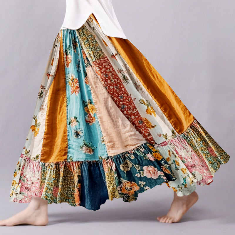 Women's Vintage Floral Patch Skirt elevenforest