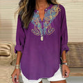 Women's Viking Art  Linen Print Casual Shirt elevenforest
