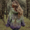Women's Vintage Viking Tree Of Life Thermal Hoodie elevenforest