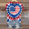 Comstylish Women's Independence Day Flag Tie Dye Print T-shirt