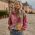 Women's Bohemian Floral Embroidery Art And Patchwork Casual Hoodie elevenforest