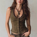 Comstylish Vintage Solid Color V-neck Vest