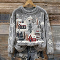 Women's Christmas Snow Scene Embroidery Cozy Plush Sweater elevenforest