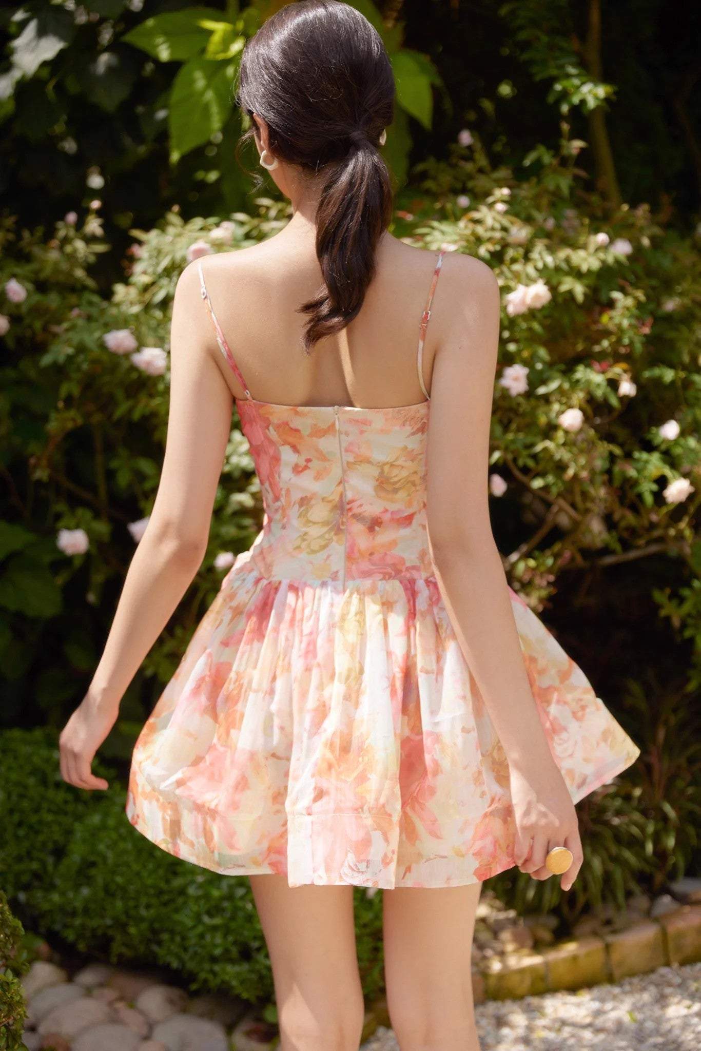 Corset Pleated Large Hemline Cami Mini Dress