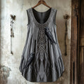Tribal Raven Celtic Knot Art Linen Blend Tank Top elevenforest