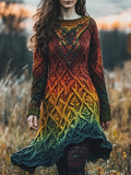 Viking Gradient Knit Totem Women's Sweater Midi Dress elevenforest